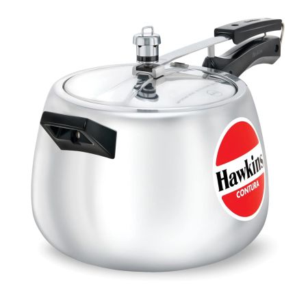 Hawkins 6.5 Litre Contura Pressure Cooker, Handi Inner Lid Cooker, Silver (HC65)