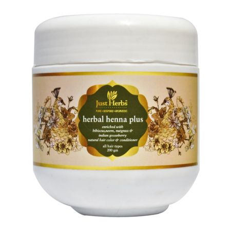 Just Herbs Herbal Henna Plus, 100% Natural, Henna Powder for Hair, Organic & Chemical Free - 200 gm