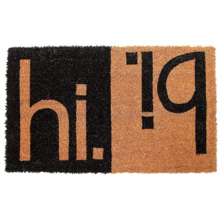 Onlymat hi-bi Funny Printed Anti-Slip Doormat (Black and Beige) Rectangular Shaped Entryway Rug Natural Coir Material with PVC Backing for Outdoor Entrance Home Multipurpose Mats Floor Door Hall Drawing Room Living Room (75cm x 45cm)