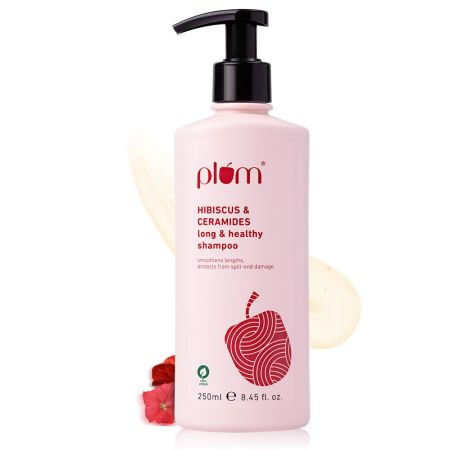 Plum Hibiscus & Ceramides Shampoo for Hair Growth | Provides Silky, Smooth & Long Hair | Repair Split End | Paraben Free shampoo for Women & Men | for All Hair Types | Safe for Daily Use | 250ml