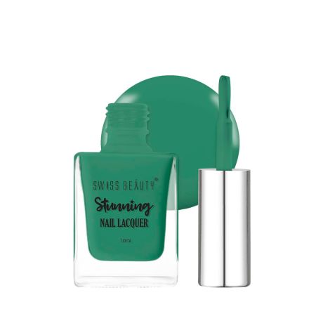 Swiss Beauty Stunning Nail Lacquer | Chip Resistant, Quick drying nail paint | Highly Pigmented with high shine Nail polish | Shade - Hunter Green, 10gm