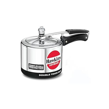 Hawkins Aluminium 3 Litre Hevibase Pressure Cooker,Induction Inner Lid Cooker,Silver(IH30)
