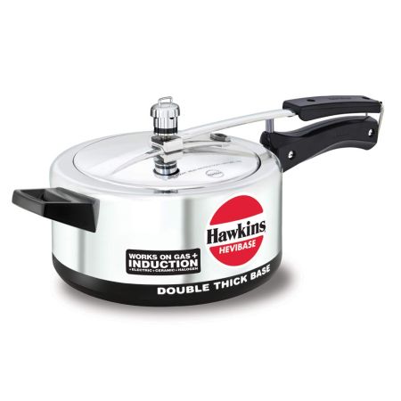 Hawkins Aluminium 3.5 Litre Hevibase Pressure Cooker,Induction Inner Lid Cooker,Silver(Ih35)