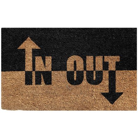 Onlymat IN-OUT Printed Anti-Slip Doormat (Beige and Black) Rectangular Shaped Entryway Rug Natural Coir Material with PVC Backing (75 x 45 x 1.5 cm)