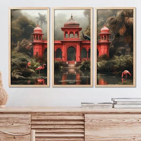 kotart Traditional Indian Art Pichwai Wall Décor Paintings | Painting for wall Decoration | Traditional Indian Art Pichwai Wall Décor Paintings Set of 3 (10X19 INCH, D)