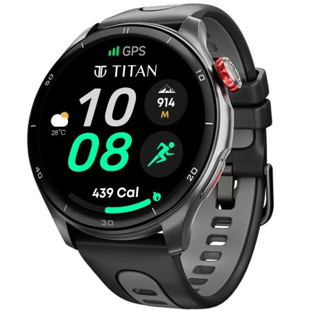 Titan Celestor Smart Watch, 1.43” AMOLED Display & AOD, 60Hz Fluid Display, Advanced GPS with Altimeter, Barometer & Compass, Piezoelectric Crown, BT Calling, Upto 7 Day Battery, 3ATM (Beige)