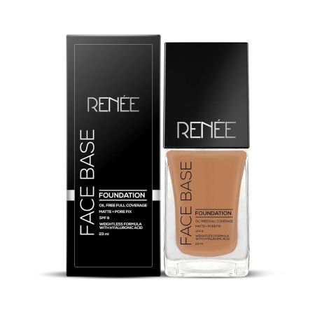 RENEE Face Base Liquid Foundation - Irish Cream, 23ml | Enriched with Hyaluronic Acid & Vitamin E, Provides SPF 8 Protection, Weightless, Long-lasting Matte Finish