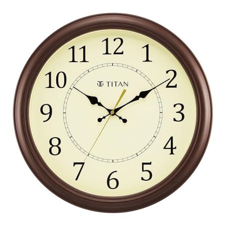 Titan Plastic Classic Off White Analog Wall Clock Silent Sweep Technology, 42 X42 Cm (Large)