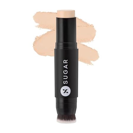 SUGAR Cosmetics Ace Of Face Foundation Stick with In-Built Brush | Lasts 24hrs | Waterproof & Full Coverage | Panstick | 12gm - 07 Vanilla Latte (Fair, Golden Undertone)