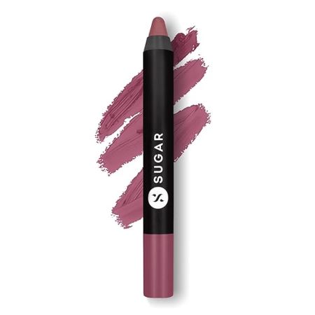 SUGAR Cosmetics Matte As Hell Crayon Lipstick with Sharpner | Smudgeproof | Lasts Upto 8+ Hrs | 2.8gm - 25 Lily Aldrin