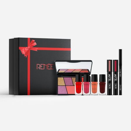 RENEE Glamup Makeup Kit Combo| Includes Eyeshadows, Lipsticks Red & Nude with Kajal| Best Gifts For Girlfriend, Wife, Women, Girls| Cruelty free