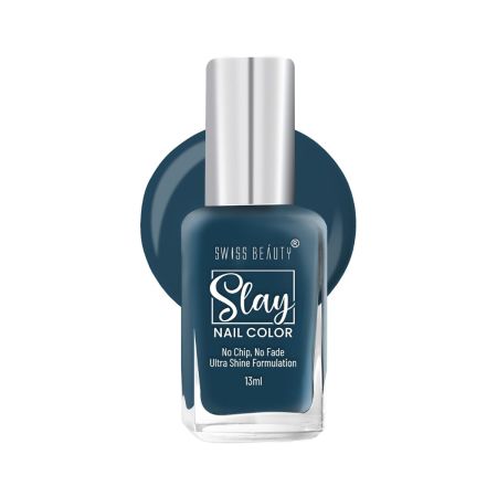 Swiss Beauty Slay Nail Color | Glossy Finish, Long Lasting Nail Paint| Chip resistant, Quick drying Nail Polish | Shade- London Blu, 25Ml