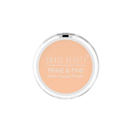 Swiss Beauty Prime & Fine Matte Pressed Powder, Face Makeup, Nude Beige, 8g
