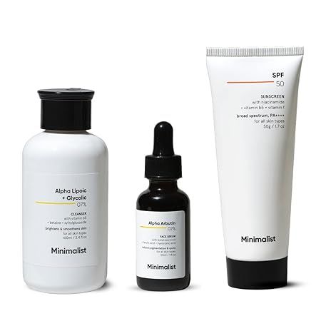 Minimalist Anti-Pigmentation Kit, Skin Care Routine Kit For Unisex, Face Wash, Serum & Sunscreen Combo, 180g
