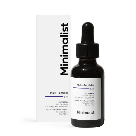 Minimalist Multi Peptide Night Face Serum for Ageless Younger Skin, 30 ml | Collagen Boosting, Hydrating & Overnight Repair Serum for Women & Men with 7% Matrixyl 3000 & 3% Bio-Placenta
