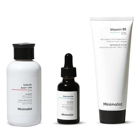 Minimalist Oily Skincare Kit | Routine Kit For Women & Men | Face Wash, Serum & Moisturizer Combo | 180g