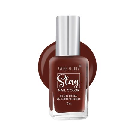 Swiss Beauty Slay Nail Color | Glossy Finish, Long Lasting Nail Paint| Chip resistant, Quick drying Nail Polish | Shade- Mocha Ciao, 13ml