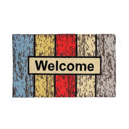 Onlymat Welcome Printed (Multicolor) Anti-Slip Rectangular Doormat Entryway Rug Natural Coir Material, PVC Backing for Outdoor Entrance Home Multipurpose Mats Floor Door Hall Drawing Room Living Room (75cm x 45cm)