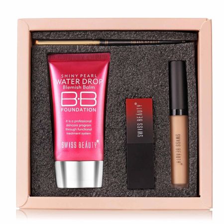 Swiss Beauty Your Makeup Must-Haves Kit - Foundation, Concealer, Lipstick & Kajal