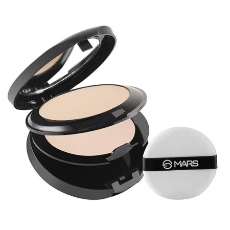 MARS Wonder 2 In 1 Natural Compact With Mirror And Powder Puff | Oil And Sweat Control | Long Lasting Compact Powder For All Skin Types (16.0Gm) (Shade-01), Cream