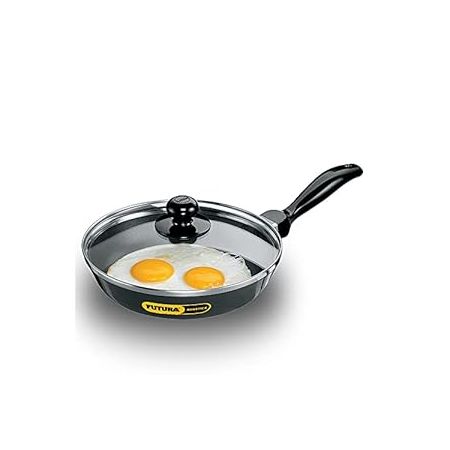 Hawkins Futura 20 cm Frying Pan, Non Stick Fry Pan with Glass Lid, Small Frying Pan, Black (NF22G)