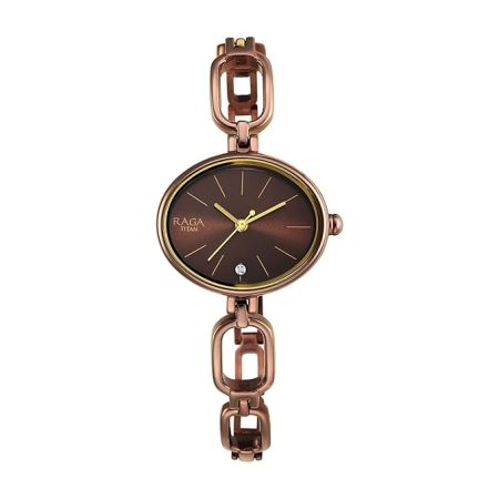 Titan Women Brass Analog Brown Dial Watch-Np2667Qm01/Np2667Qm01, Band Color-Brown