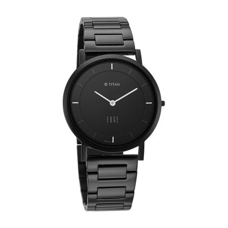 Titan Edge Quartz Analog Black Dial Stainless Steel Strap Watch for Men-NS1595NM01/NT1595NM01
