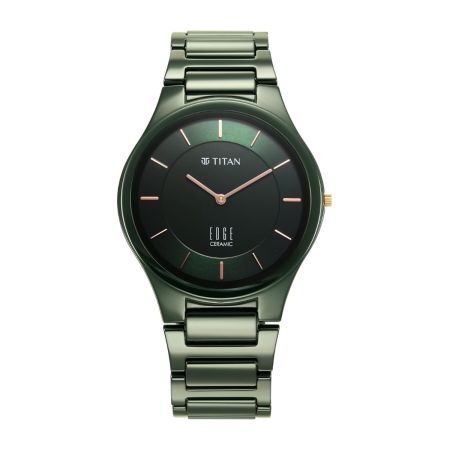 Titan Edge Ceramic Green Dial Analog Ceramic Strap Watch for Men-NS1696QC06/NT1696QC06