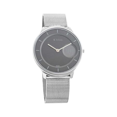 Titan Edge Minimals Grey Dial Analog Stainless Steel Strap Watch for Men-NS1843SM01/NT1843SM01