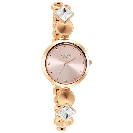 Titan Raga Love All Pink Dial Analog Metal Strap Watch for Women-NS2606WM10/NT2606WM10