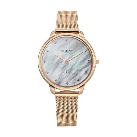 Titan Edge Metal Ladies Allure Quartz Analog Rich Mother of Pearl Dial Stainless Steel Strap Watch for Women-2654WM02/NT2654WM02