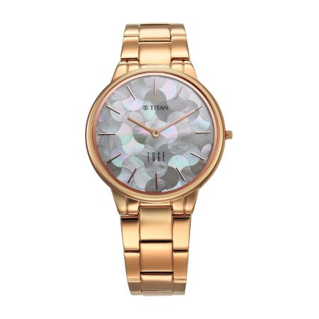 Titan Edge Metal Ladies Allure Quartz Analog Rich Mother of Pearl Dial Stainless Steel Strap Watch for Women-2734WM02/NT2734WM02