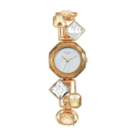 Titan Raga Love All Analog Mother of Pearl Dial Metal Strap Watch for Women-NS95151WM01/NT95151WM01