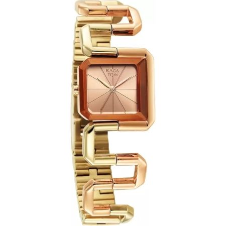 Titan Raga Delight Rose Gold Dial Women Watch with Stainless Steel Strap-NS95155KM01/NT95155KM01