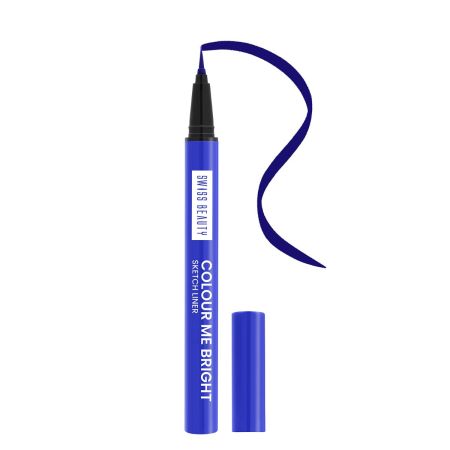 Swiss Beauty Colour Me Bright Matte finish Sketch Eyeliner with soft pen tip applicator | Quick Drying | Waterproof, smudge-proof eyeliner | Shade - Obsessive Blue, 0.7ml