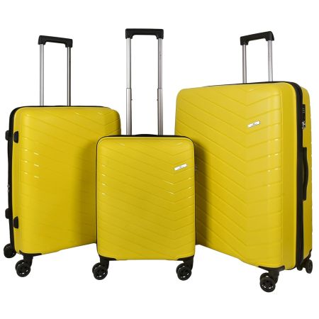 URBAN FOREST Octans Yellow Polypropylene Hard-Sided 55cm Carry-on, 67cm and 78cm Check-in Trolley Luggage Set