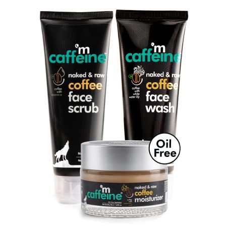 mCaffeine Oil Control Face Care Regime for Oily Skin with Face Wash, Face Scrub & Face Moisturizer | 3 Step Face Care Routine for Oil Free Skin Cleansing & Hydration