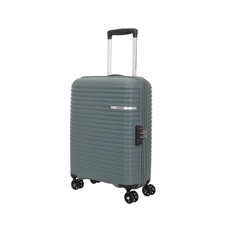 American Tourister Liftoff 55 Cms Small Cabin Polypropylene Hard Sided Double Spinner Wheel Luggage/Trolley Bag/Speed_Wheel 4 Wheel Suitcase- Dark Olive