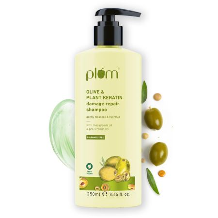 Plum Olive and Plant Keratin Shampoo for Dry, Damaged Hair, with Olive Oil, Plant Keratin, Macadamia Oil I Plant Keratin Shampoo For Women & Men | Sulphate and Paraben Free I 250ml