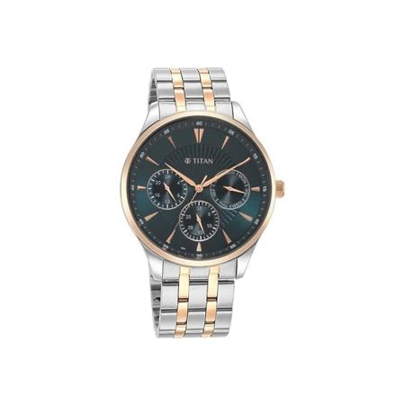 Titan Regalia Opulent Blue Dial Quartz Multifunction Stainless Steel Strap Watch for Men-NS90127KM02