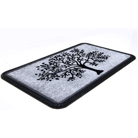 Onlymat Polypropylene Rectangular Doormat With Anti-Skid Rubber Back For Indoor,Outdoor,Patio,Home And Office,Weatherproof,Large,And Thick Entryway Rug With Black And Grey Tree Design(75X 45Cm)