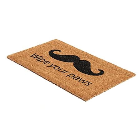 Onlymat Wipe Your Paws Printed Anti-Slip Doormat (Black, Brown) Rectangular Shaped Entryway Rug Natural Coir Material with PVC Backing for Outdoor Entrance Home Multipurpose Mats Floor Door Hall Drawing Room Living Room (75cm x 45cm)