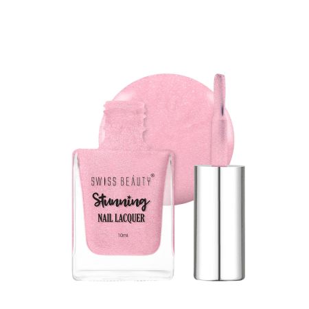 Swiss Beauty Stunning Nail Lacquer | Chip Resistant, Quick drying nail paint | Highly Pigmented with high shine Nail polish | Shade - Pearl Pink, 12gm
