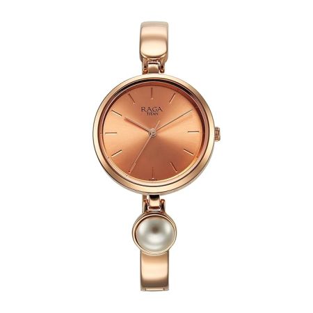 Titan Raga Power Pearls Quartz Analog Rose Gold Dial Metal Strap with Pearl Watch for Women-NS2720WM01F/NT2720WM01F