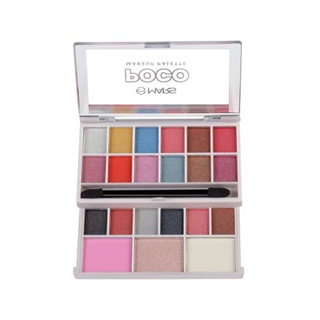 MARS Poco Face Makeup and eyeshadow Palette with Slider Case | Free Applicator | Long Wearing | Highly Pigmented and Easy to Blend | 21 Shades 01-Multicolor (20g)
