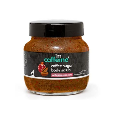 mCaffeine Coffee Sugar Body Scrub with Pomegranate for Gentle Exfoliation & Smoothening | Reduces Dead Skin, Tan & Scars | Fresh Pomegranate Aroma | Ultra Fine Scrub for Men & Women - 250g