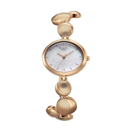 Titan Raga Power Pearls Quartz Analog Mother of Pearl Dial Metal Strap Watch for Women-NS2721WM01F/NT2721WM01F