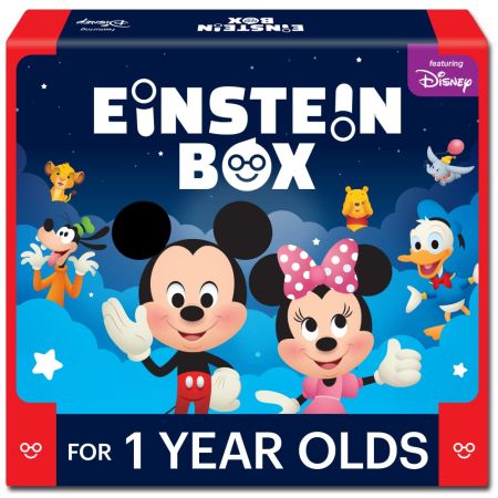 Einstein Box Featuring Disney for 1-Year-Old Kids|Gift Toys for 1-Year-Old Kids|Board Books & Pretend Play Gift Pack|Learning and Educational Toys|Birthday Gift for 1 Year Old Boys & Girls - Set of 3|