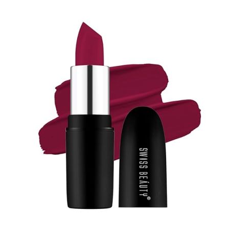 Swiss Beauty Pure Matte Creamy Lipstick | Non-drying, Highly pigmented Lipstick | Shade- Raspberry, 3.8gm|