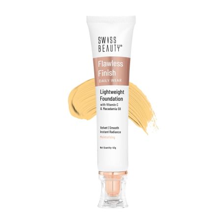 Swiss Beauty Flawless Finish Foundation | Medium Coverage | Lightweight |Oil-Free Formula |Radiant Finish | Shade - Natural, 50gm